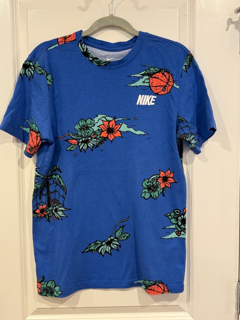 Nike Royal Blue All-Over Floral & Basketball Tee
